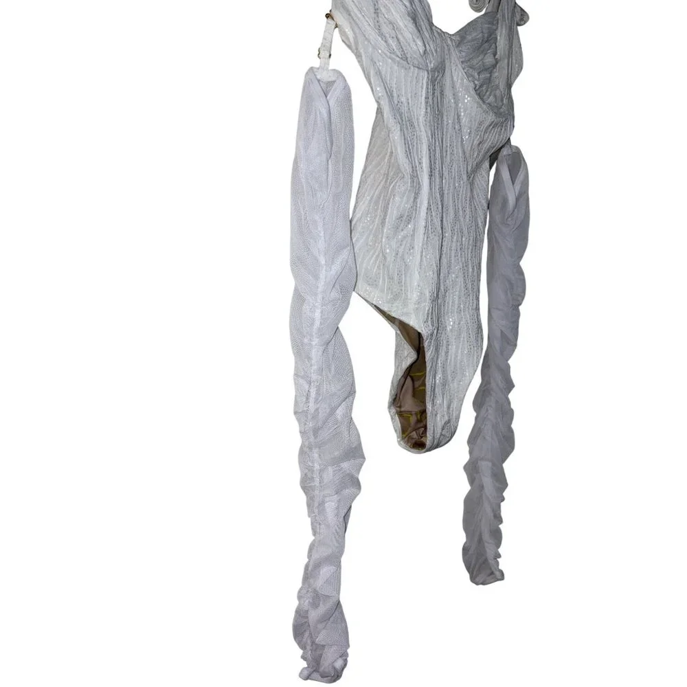 BOAMAR Millie Cheeky One Piece in White Textured Shine Medium New Bridal Swim